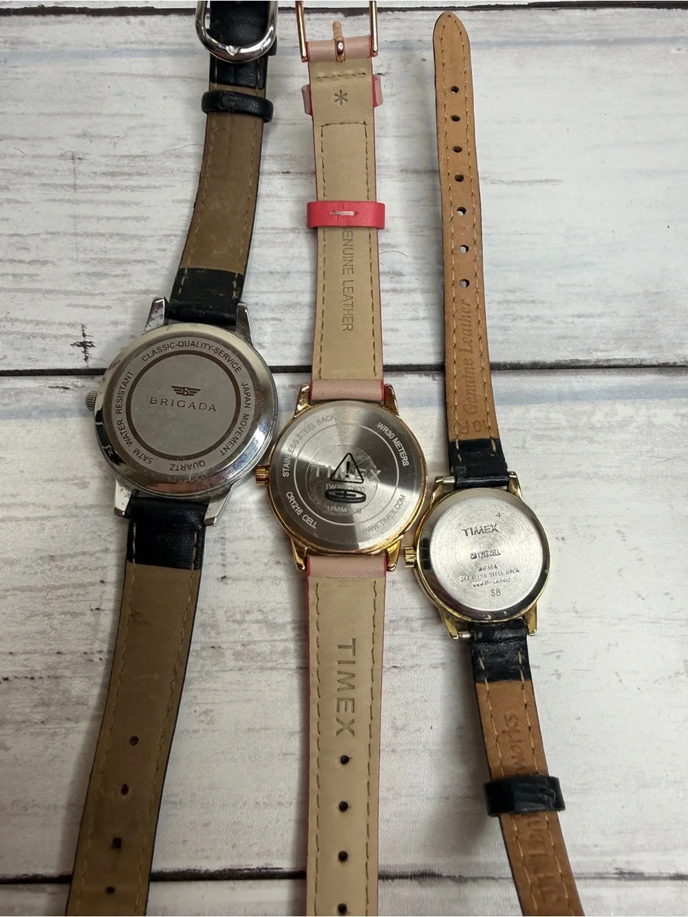 Timex Women's Watches Trio — Black and Pink Leather Straps